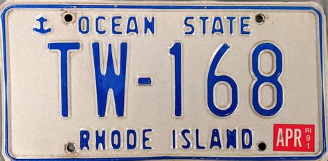 1991 Rhode Island License Plate (TW-168)