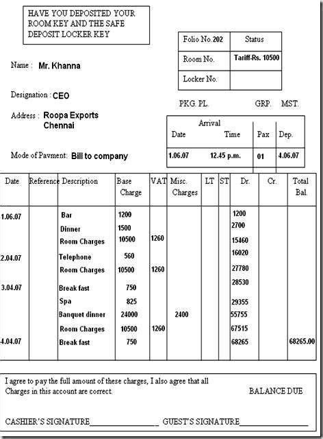 hotel-guest-folio Hospitality School, Restaurant Vouchers, Line Of ...