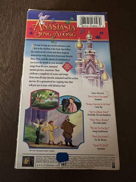 Anastasia Sing Along VHS TAPE MOVIE 1997 All-Time Family Favorites 20th ...