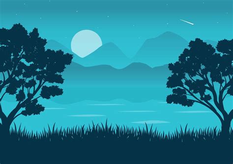 lake landscape vector illustration with a blue silhouette 17265963 ...