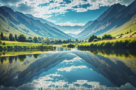 Premium AI Image | mountain lake reflection