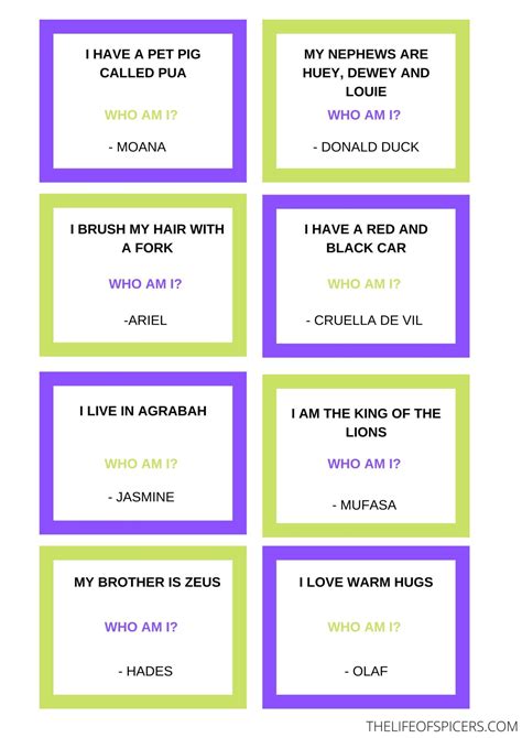 Disney who am i quiz free printable – Artofit