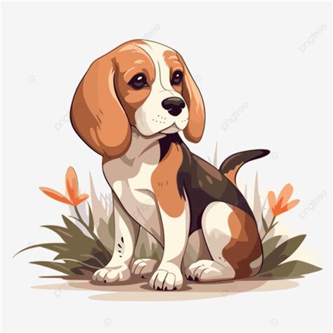 Beagle Clipart Cute Beagle Puppy Sitting On The Ground Cartoon Vector ...