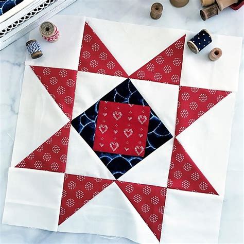 Star Spangled Quilt Block | Quilt block tutorial, Star quilt patterns, Quilt block patterns 12 inch