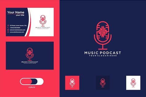Premium Vector | Podcast music logo design and business card