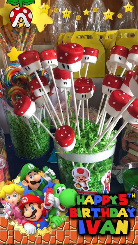 Super Mario Marshmallow Pops | Mario birthday party, Super mario bros ...