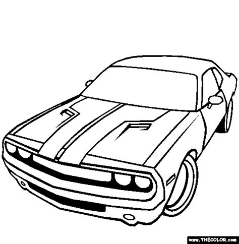 a black and white drawing of a muscle car