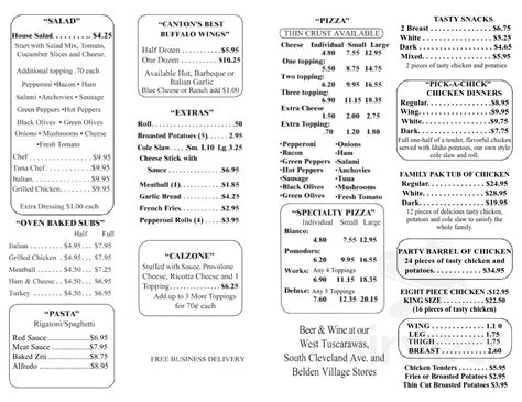 Pizza Oven menu in Canton, Ohio, USA