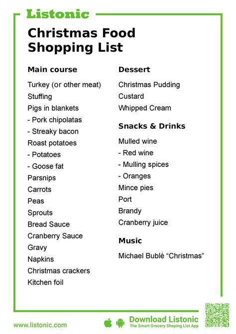 Christmas Food Shopping List to Make Your Xmas Xcellent - Listonic