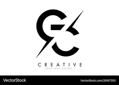 Gc g c letter logo design with a creative cut Vector Image