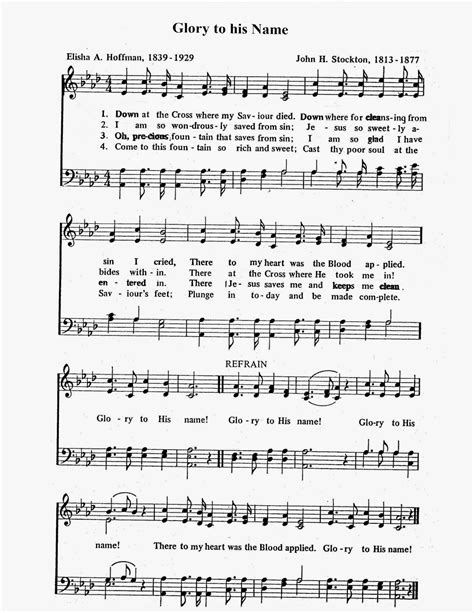 Worship Lead Sheets: Glory to His Name (Down at the Cross) - Stockton