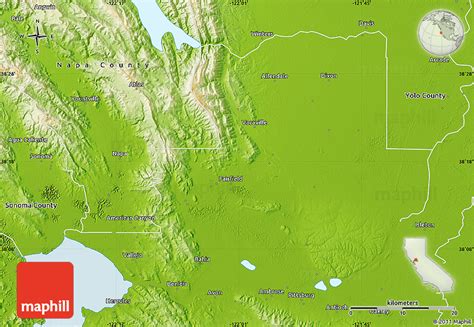 Physical Map of Solano County