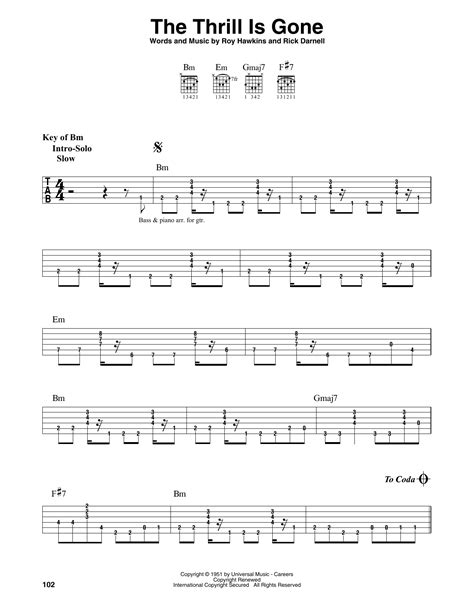 The Thrill Is Gone by B.B. King - Guitar Cheat Sheet - Guitar Instructor