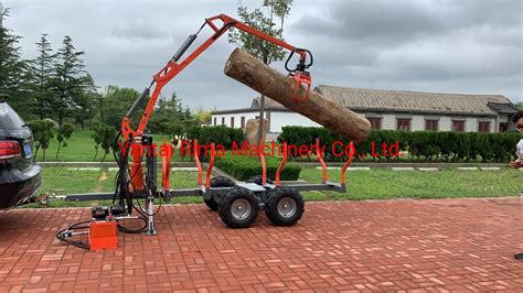 ATV 1.5 Tons Timber Trailer with Crane Hydraulic Log Loader with ...