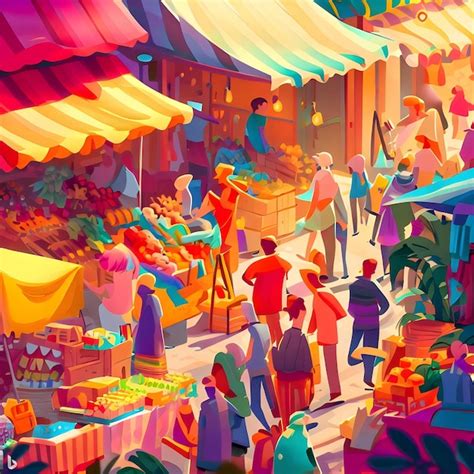 Premium AI Image | A bustling and colorful market scene