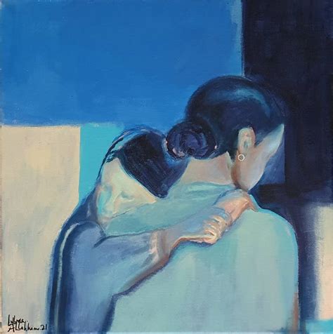 Mother & daughter Painting by Lubna Al-Lahham | Saatchi Art