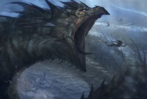 leviathan, digital art, creature, fantasy art, Sea Serpent, HD Wallpaper | Rare Gallery