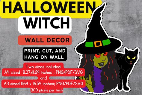 Halloween Wall Decor : WITCH and CAT Graphic by Charm Creatives · Creative Fabrica