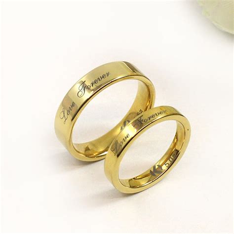 18K Gold plating Love Forever Promise Rings For Couples In Tungsten