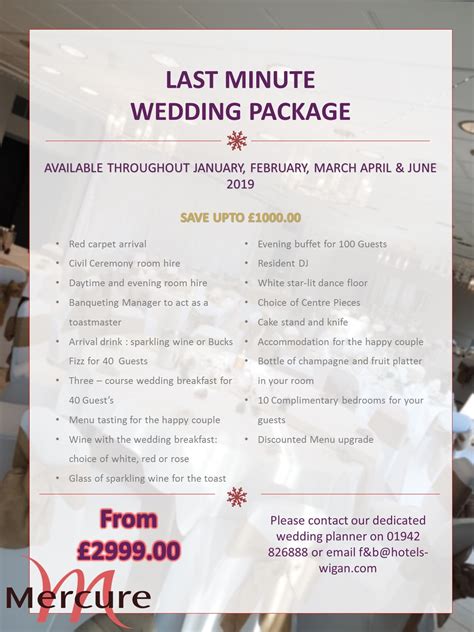 Wedding Packages - Mercure Wigan Oak Hotel