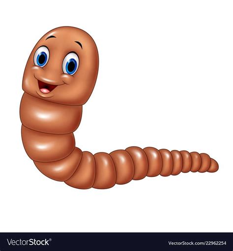 Cartoon happy earthworm isolated Royalty Free Vector Image | Cartoon animals, Cartoon, Animal ...