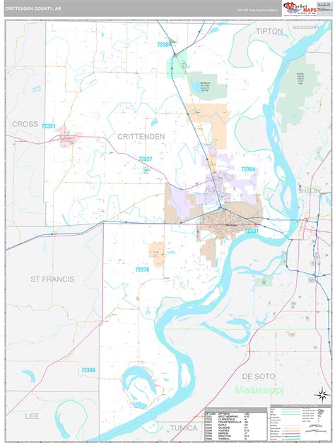 Crittenden County, AR Wall Map Premium Style by MarketMAPS - MapSales