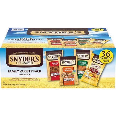 Amazon.com: Snyder's of Hanover Pretzels Variety Pack, 4 Flavors, 36 Individual Snack Bags