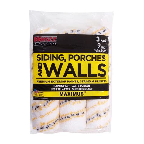 WHIZZ MAXIMUS Siding, Porches, and Walls 3-Pack 9-in x 1/2-in Polyamide Paint Roller Cover in ...