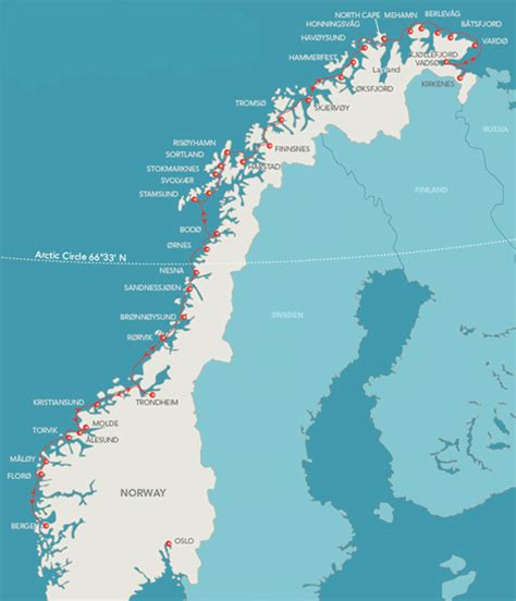 Map of the Norwegian Coast