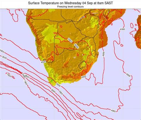 Lesotho Surface Temperature on Tuesday 24 Aug at 8am SAST