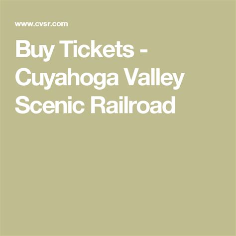 Buy Tickets - Cuyahoga Valley Scenic Railroad | Scenic railroads, Cuyahoga valley, Scenic