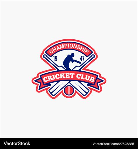 Cricket club badge logo-11 Royalty Free Vector Image