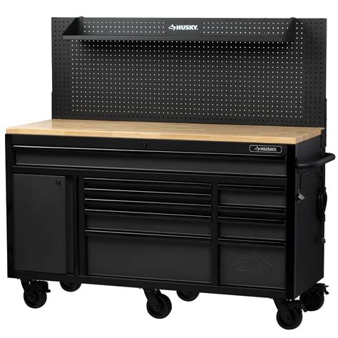 Husky Heavy-Duty 61 inch W x 23 inch D 10-Drawer 1-Door Mobile ...