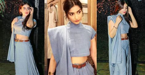 Yashma Gill Wore Exact Denim Saree Like Sonam Kapoor | Reviewit.pk