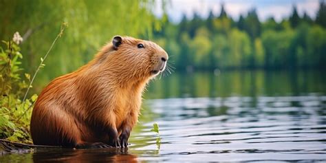 Premium AI Image | Adorable Beaver in Natural Habitat