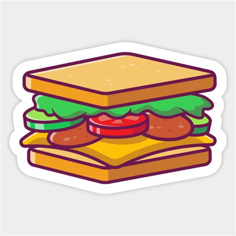 Sandwich Cartoon - Sandwich - Sticker | TeePublic