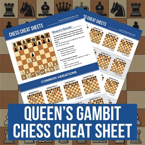 Queen's Gambit Chess Opening Cheat Sheet Chess Guide - Etsy