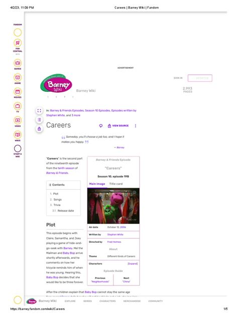 Careers - Barney Wiki - Fandom | PDF | Fandom