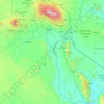 Kilimanjaro topographic map, elevation, terrain