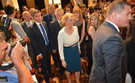 Croatian president Kolinda Grabar Kitarovic enjoyed the fireworks ...