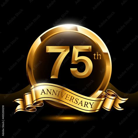 75 years golden anniversary logo celebration with firework and ribbon Stock Vector | Adobe Stock