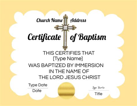 Baptism Certificate Printable Free