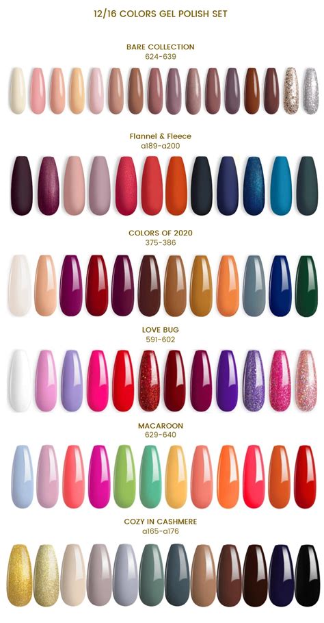 Color Chart for Gel Polish – Beetles UK | Fall gel nails, Gel nail colors, Gel nail polish colors