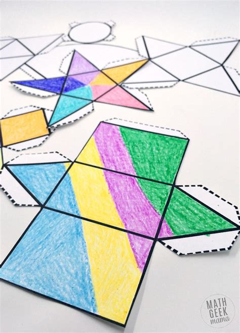 Foldable 3D Shapes (FREE Printable Nets!) | Math art projects, 3d ...