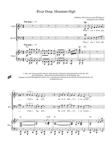 River Deep - Mountain High (arr. Steve Milloy) by Celine Dion Sheet Music for TTBB Choir at ...