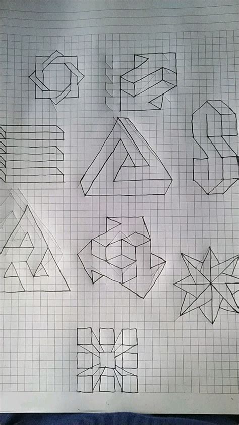 some type of geometric shapes drawn on graph paper