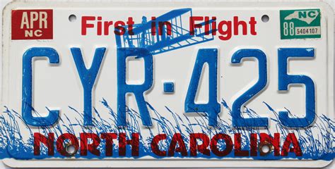 1988 North Carolina #CYR-425 | Great Old NC License Plates