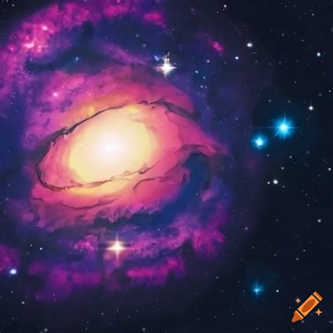 Cartoon-style image of a vibrant galaxy on Craiyon