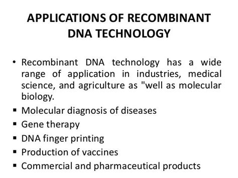 Recombinant dna technology powerpoint presentation