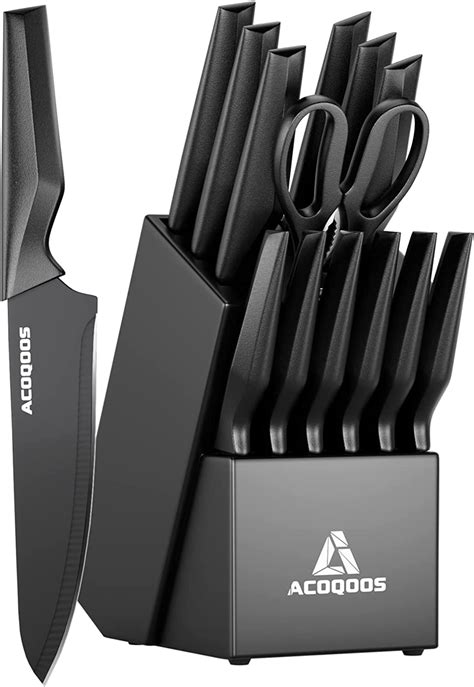 Knife Set with Block, Kitchen Knife Sets 14 Piece with Built-in ...